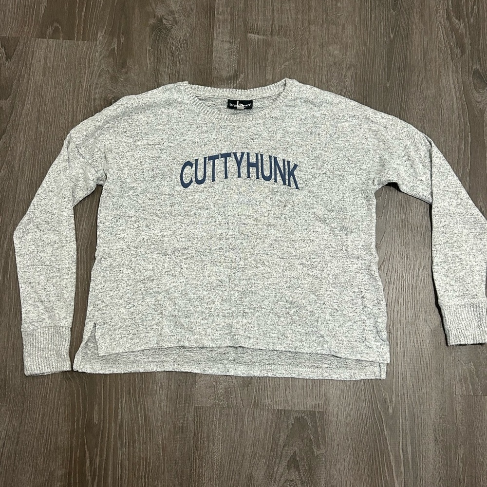 Cozy sweater with block lettering